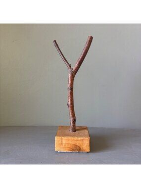 Rustic Wooden Jewelry Holder With Natural Branch Display Stand For Bracelets & E